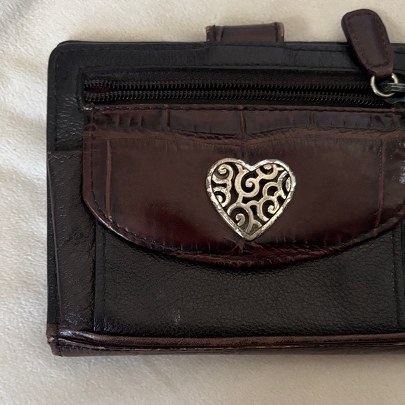 Brighton Black and Brown Wallet with Silver Heart Accent - Picture 1 of 7